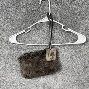 Restoration Hardware Faux Mink Fur IPhone 4 Case Wristlet Pouch Old Money Chic